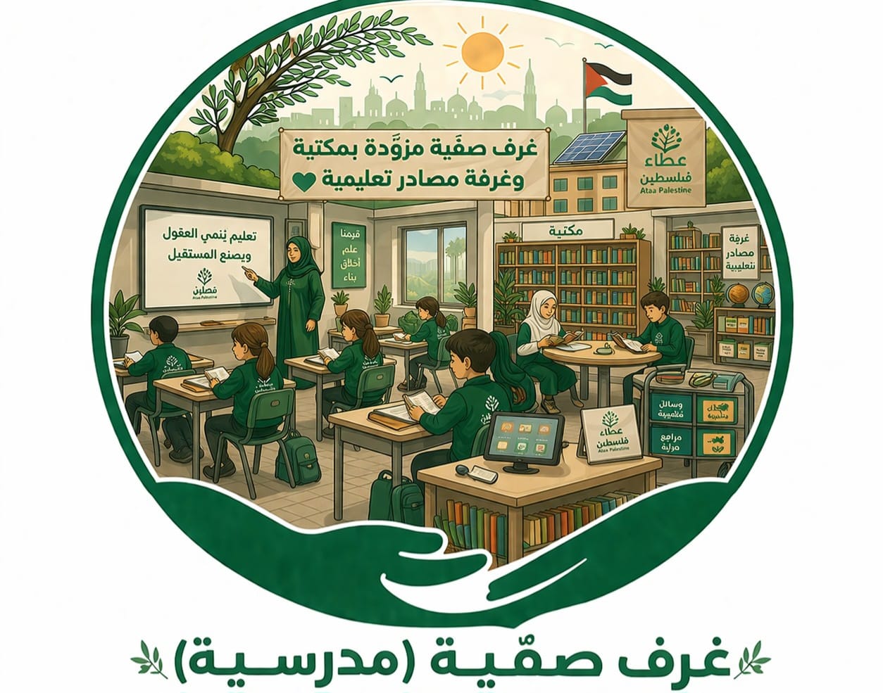 غرف صفّية (مدرسية) مزودة بمكتبة وغرفة مصادر تعليمية